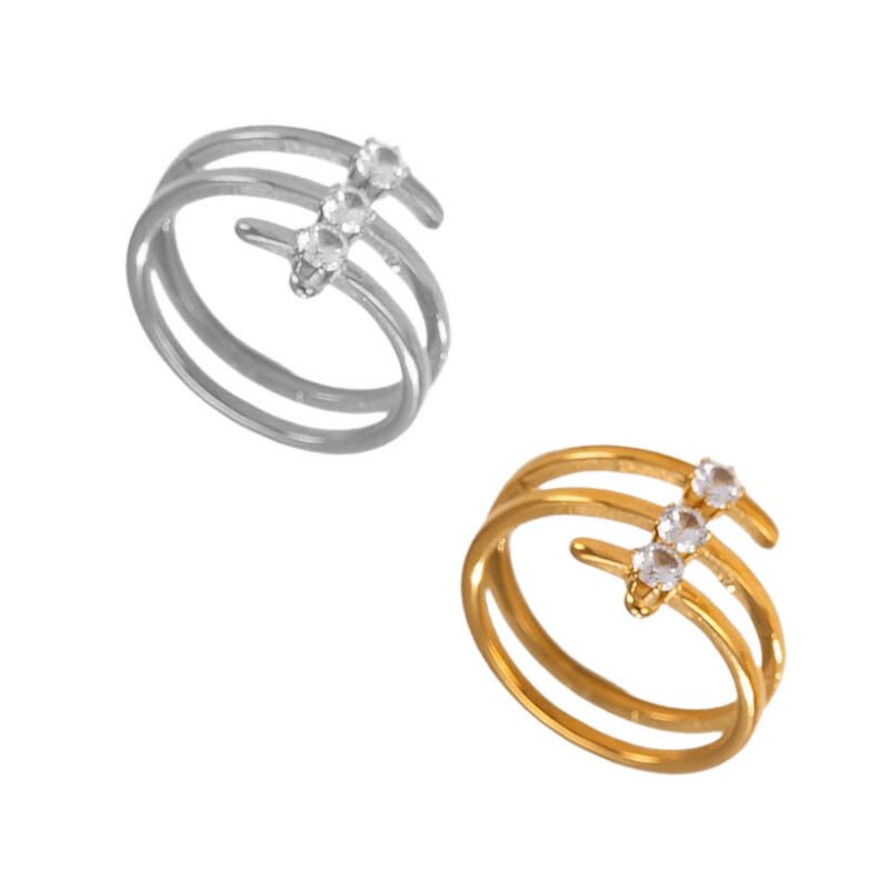 Triple Coil Zircon Ring