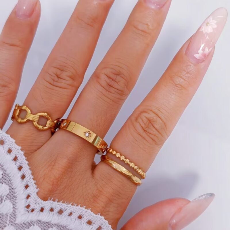 Twisted Beaded Duo Ring