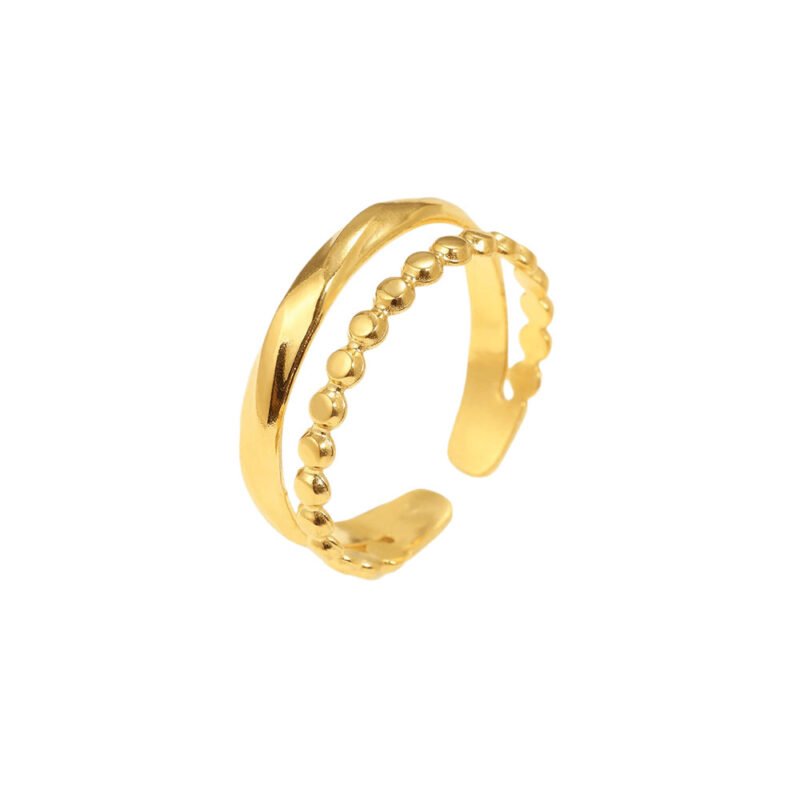 Twisted Beaded Duo Ring