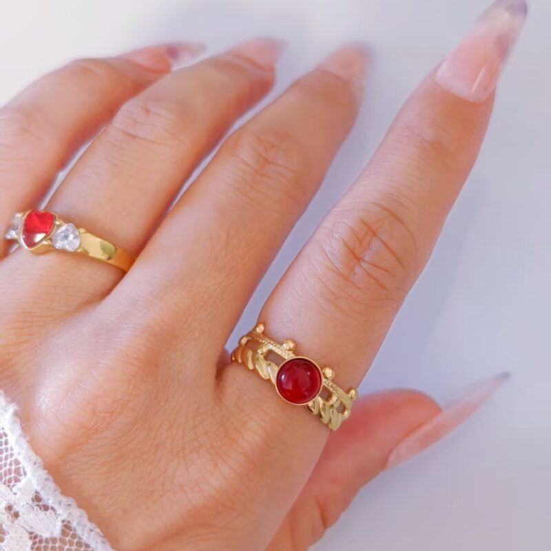 Vine Leaf Stone Ring