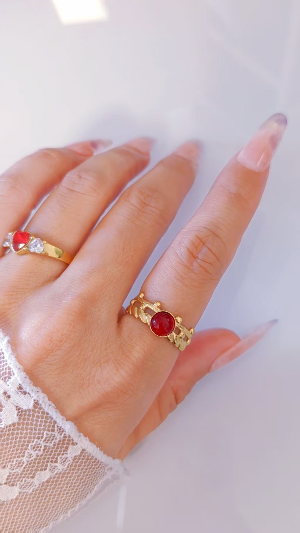 Vine Leaf Stone Ring - Image 2