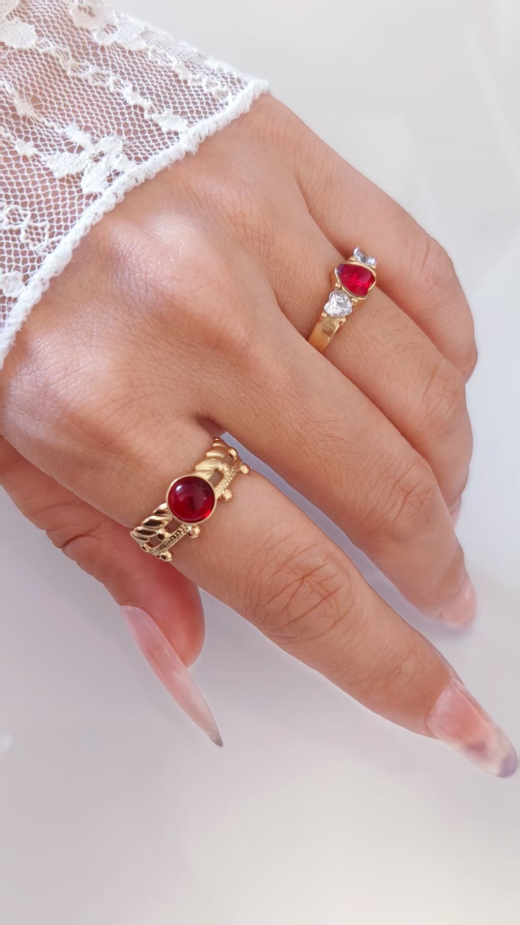 Vine Leaf Stone Ring - Image 3