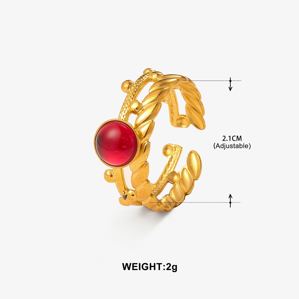 Vine Leaf Stone Ring - Image 4