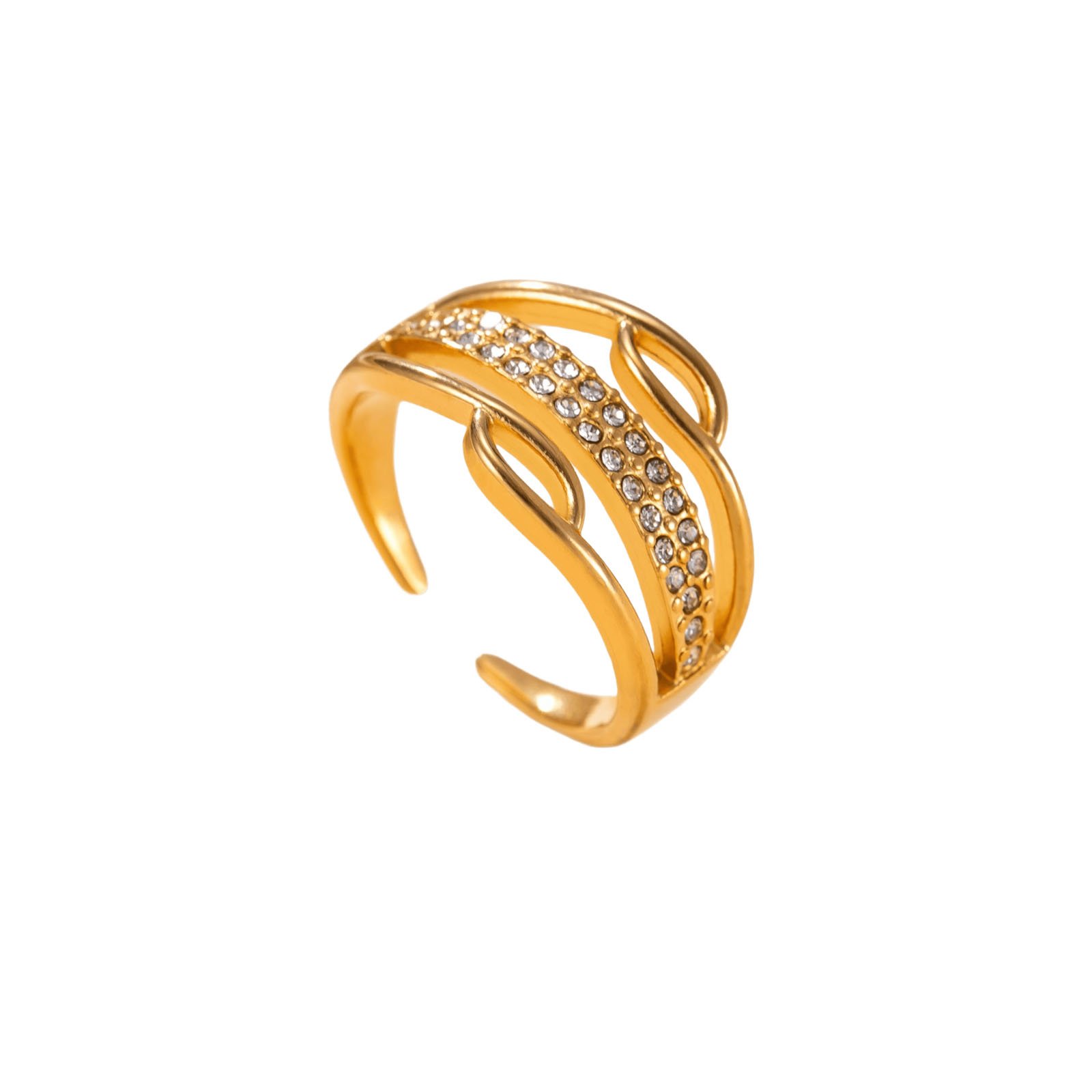 Wave Pavé Wide Band Ring