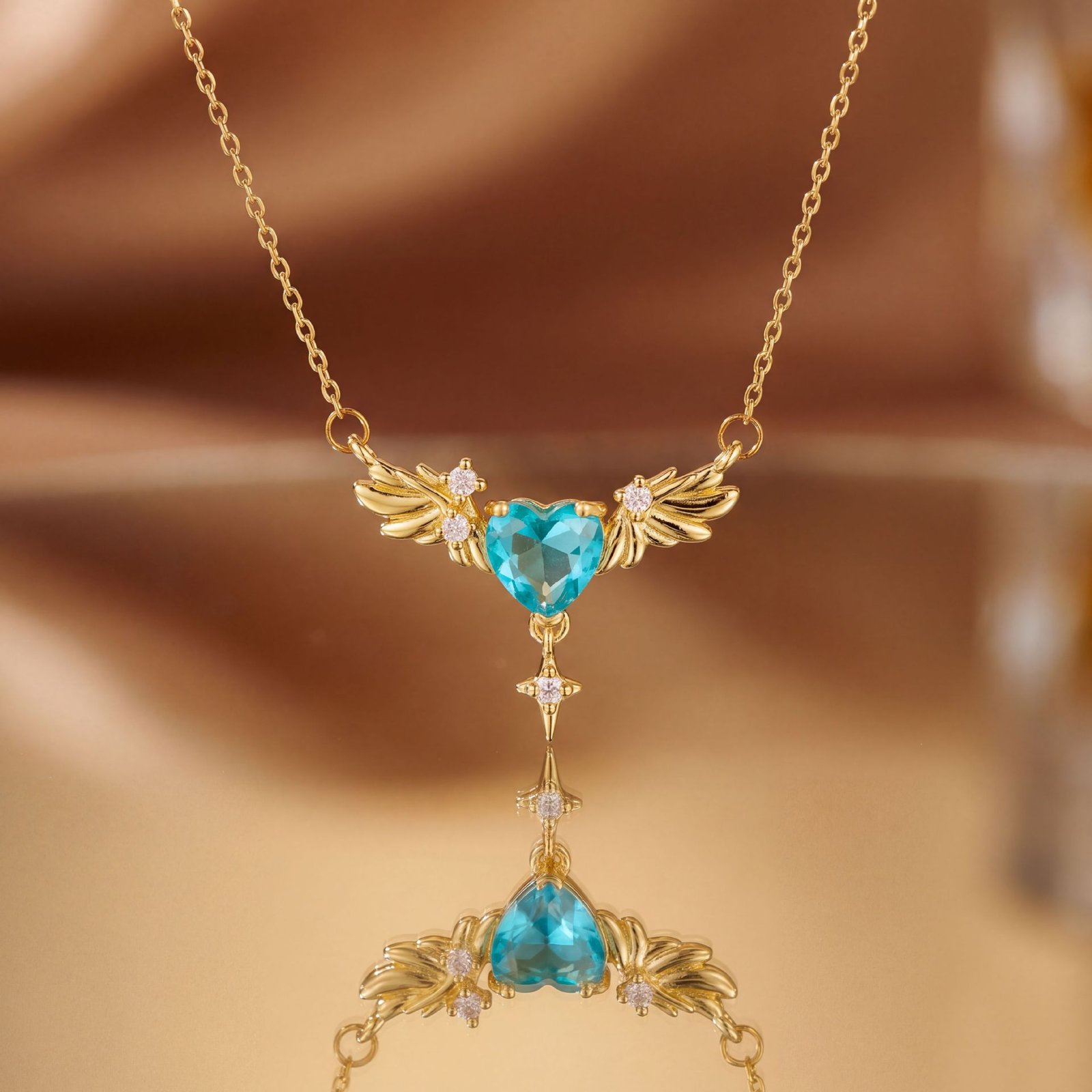 Winged Aqua Heart Necklace - Image 5