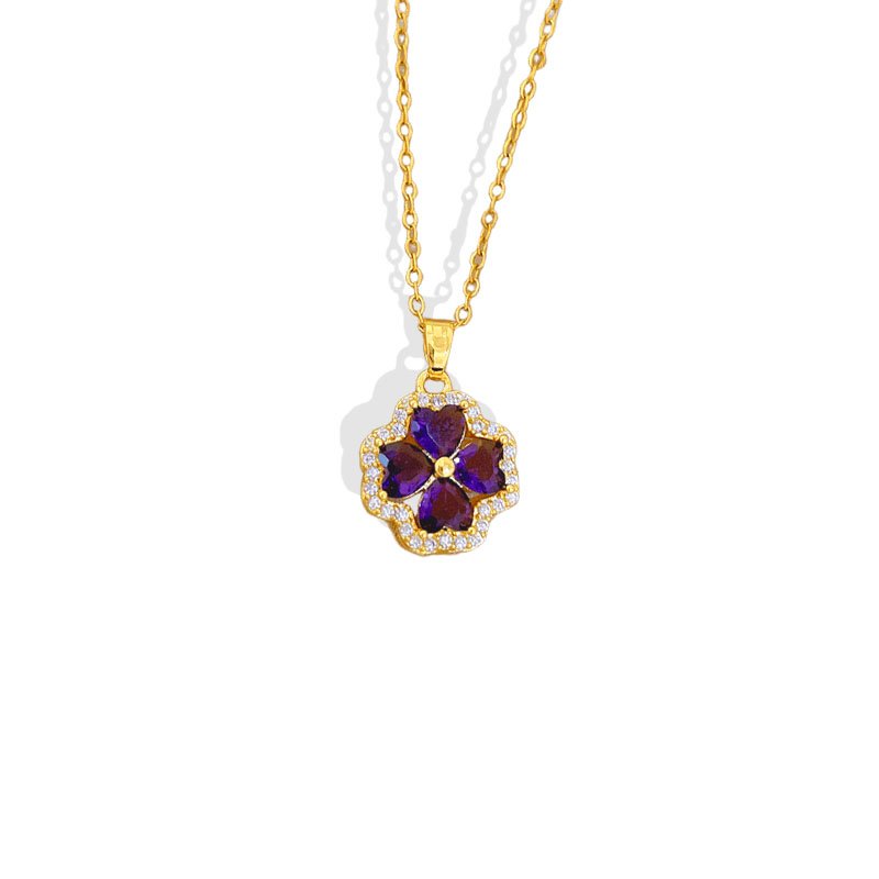 Amethyst Clover Halo Necklace