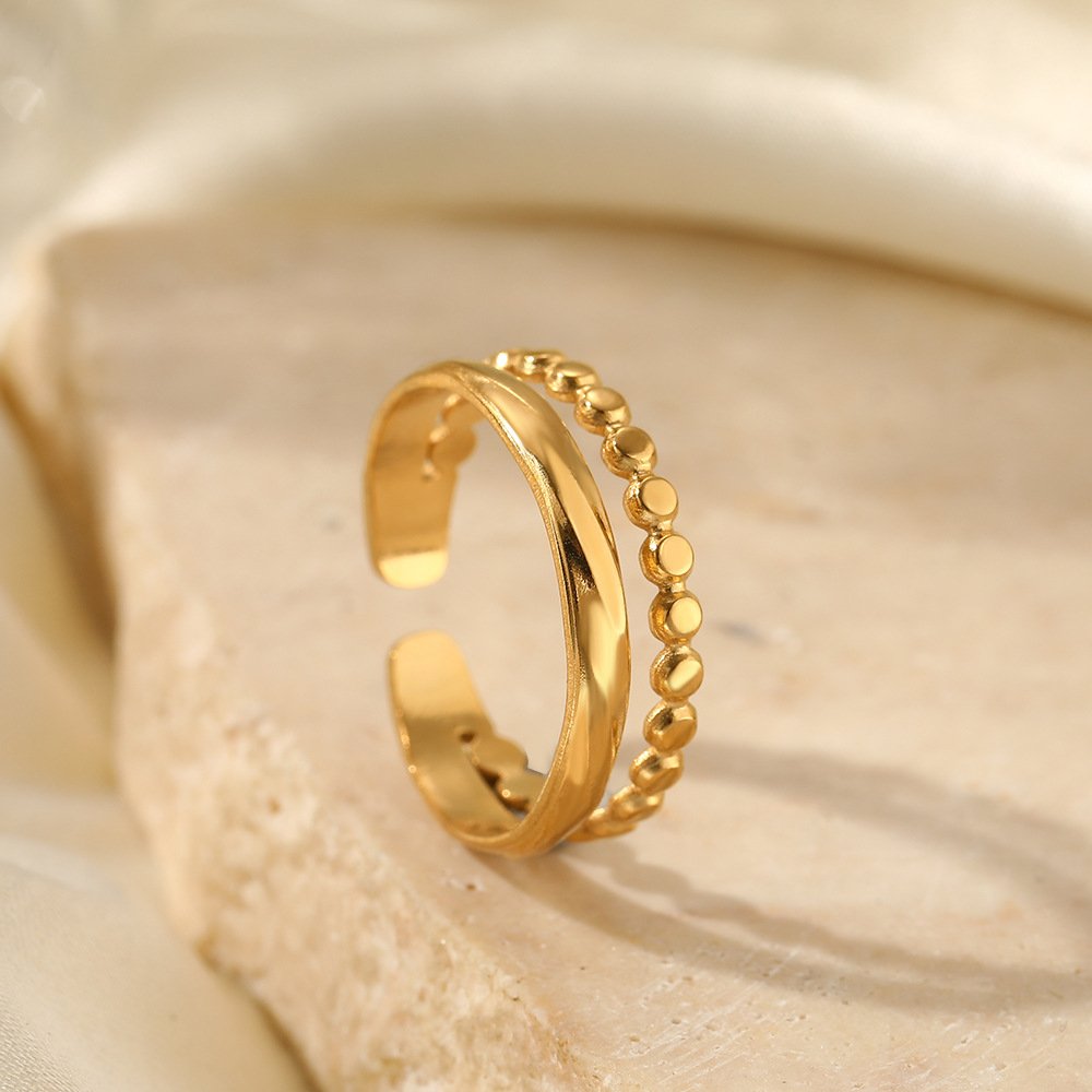 Beaded Duo Double Band Ring - Image 4
