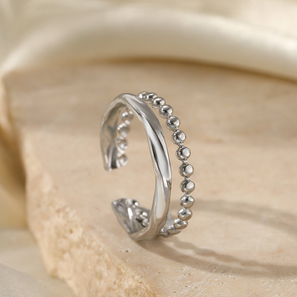 Beaded Duo Double Band Ring - Image 5