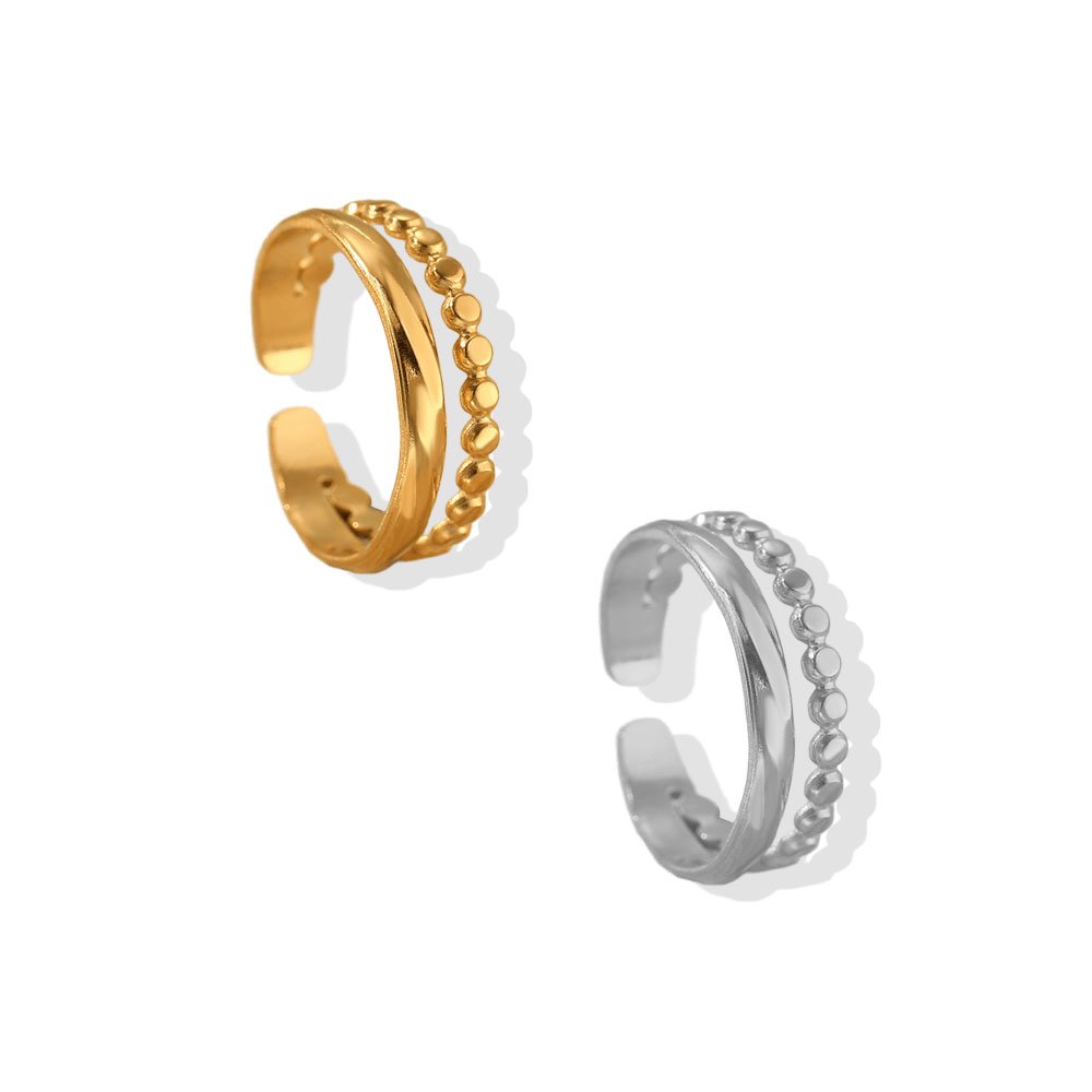 Beaded Duo Double Band Ring