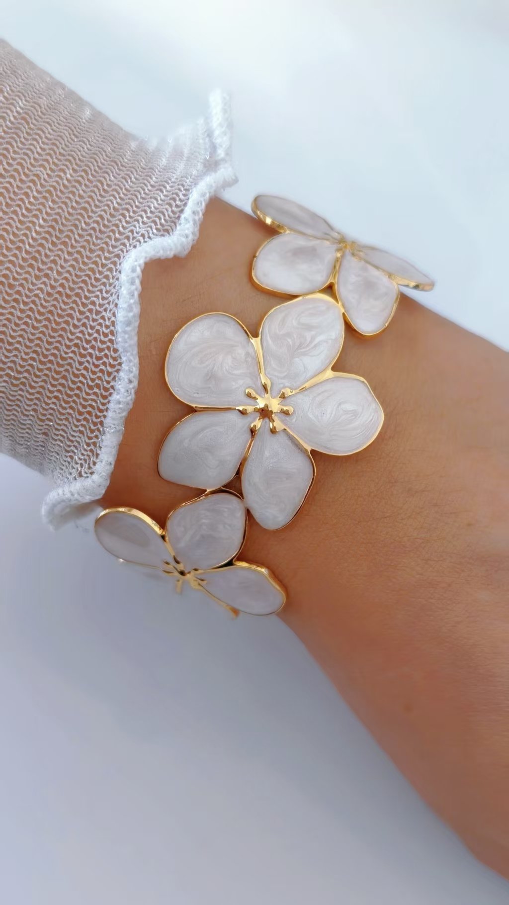 Blossom Cuff Enamel Flower Bangle - Image 2