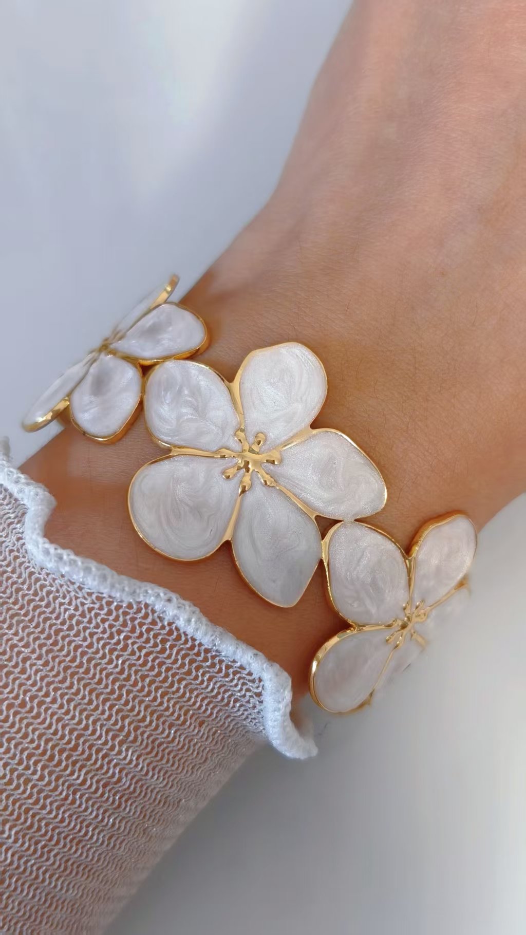Blossom Cuff Enamel Flower Bangle - Image 3