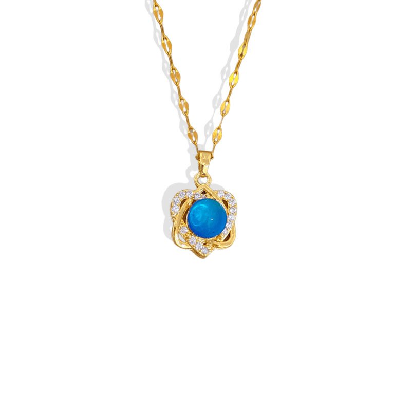 Blue Gem Petal Necklace