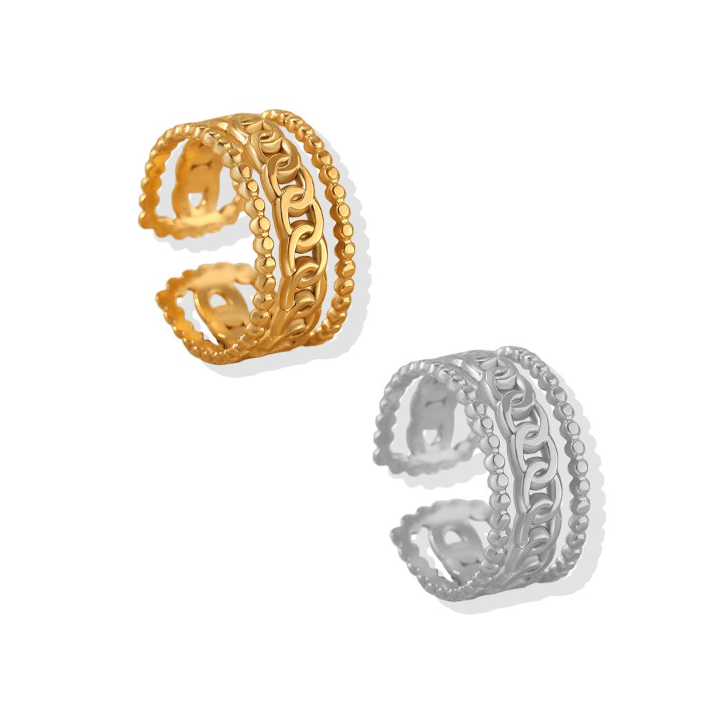 Chain Trim Beaded Link Ring