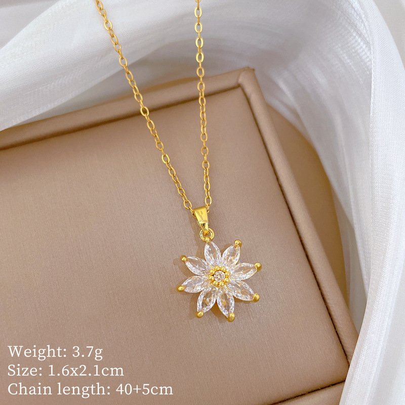 Crystal Daisy Sunburst Flower Necklace