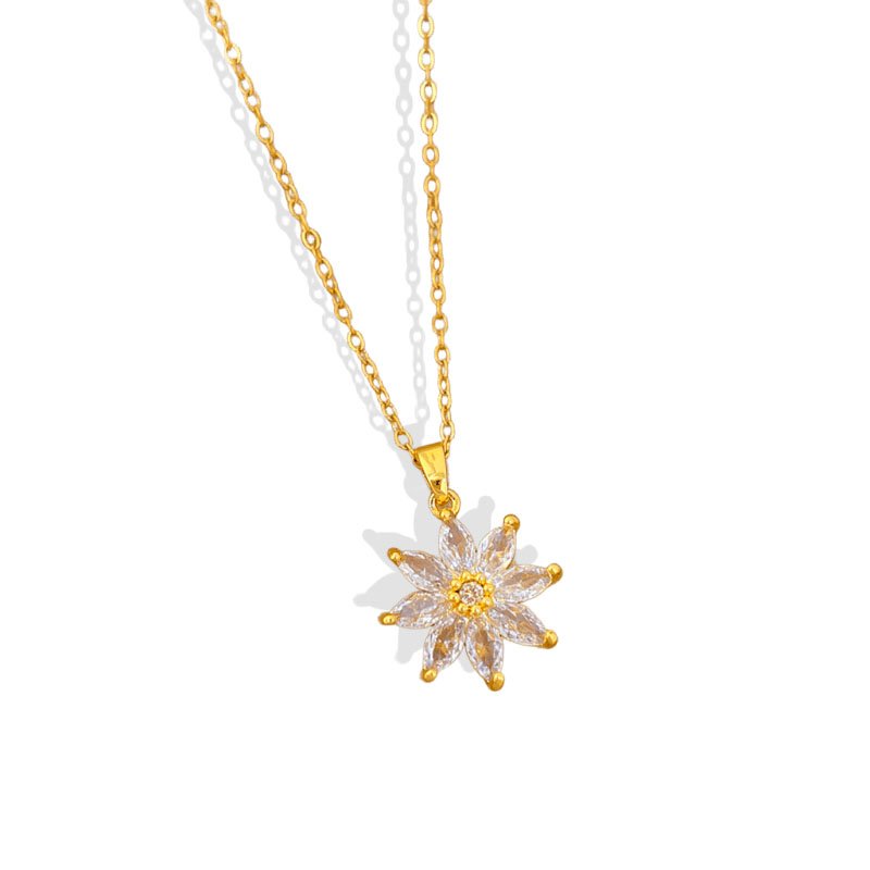 Crystal Daisy Sunburst Flower Necklace
