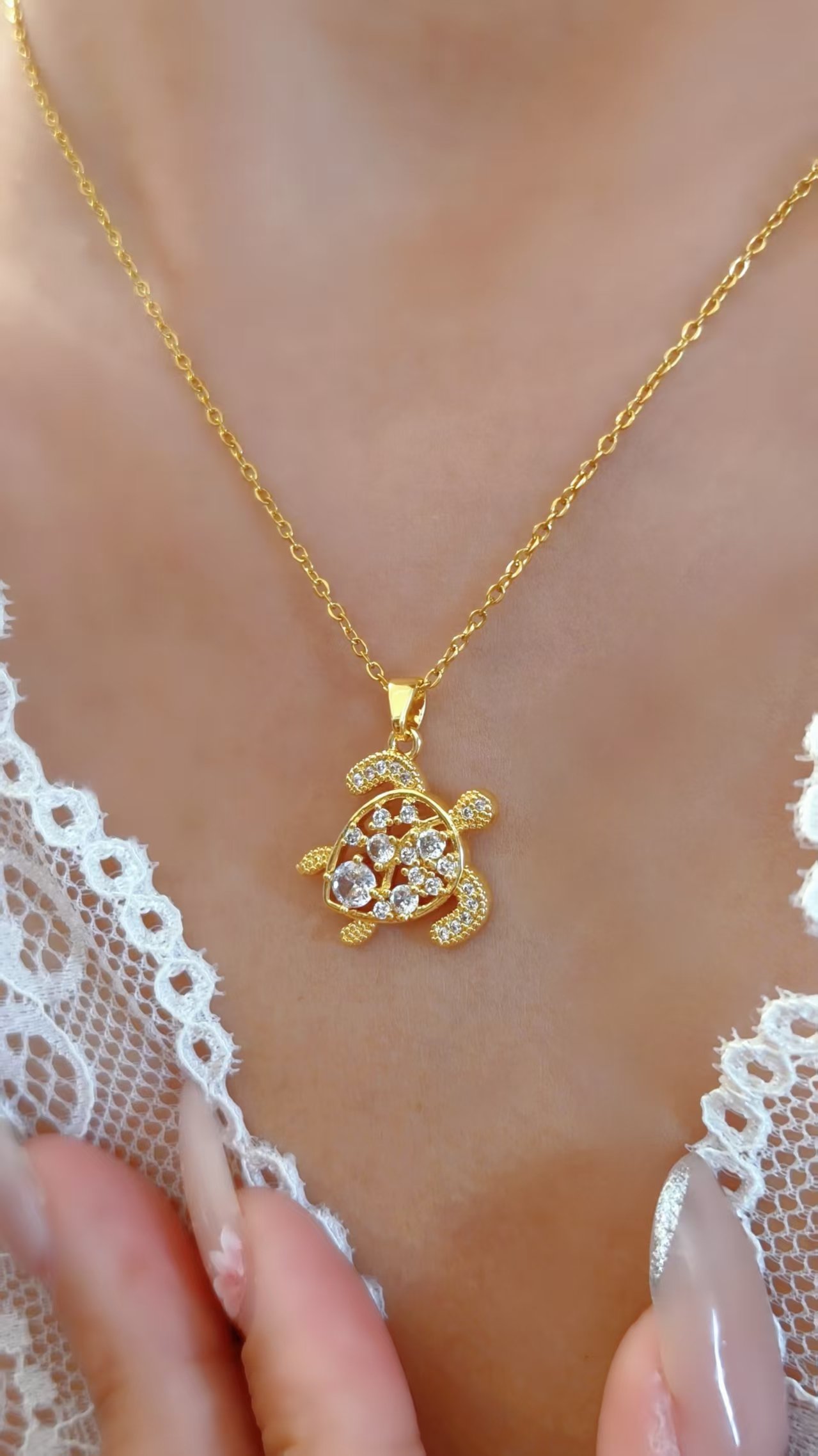 Crystal Sea Turtle Necklace - Image 2