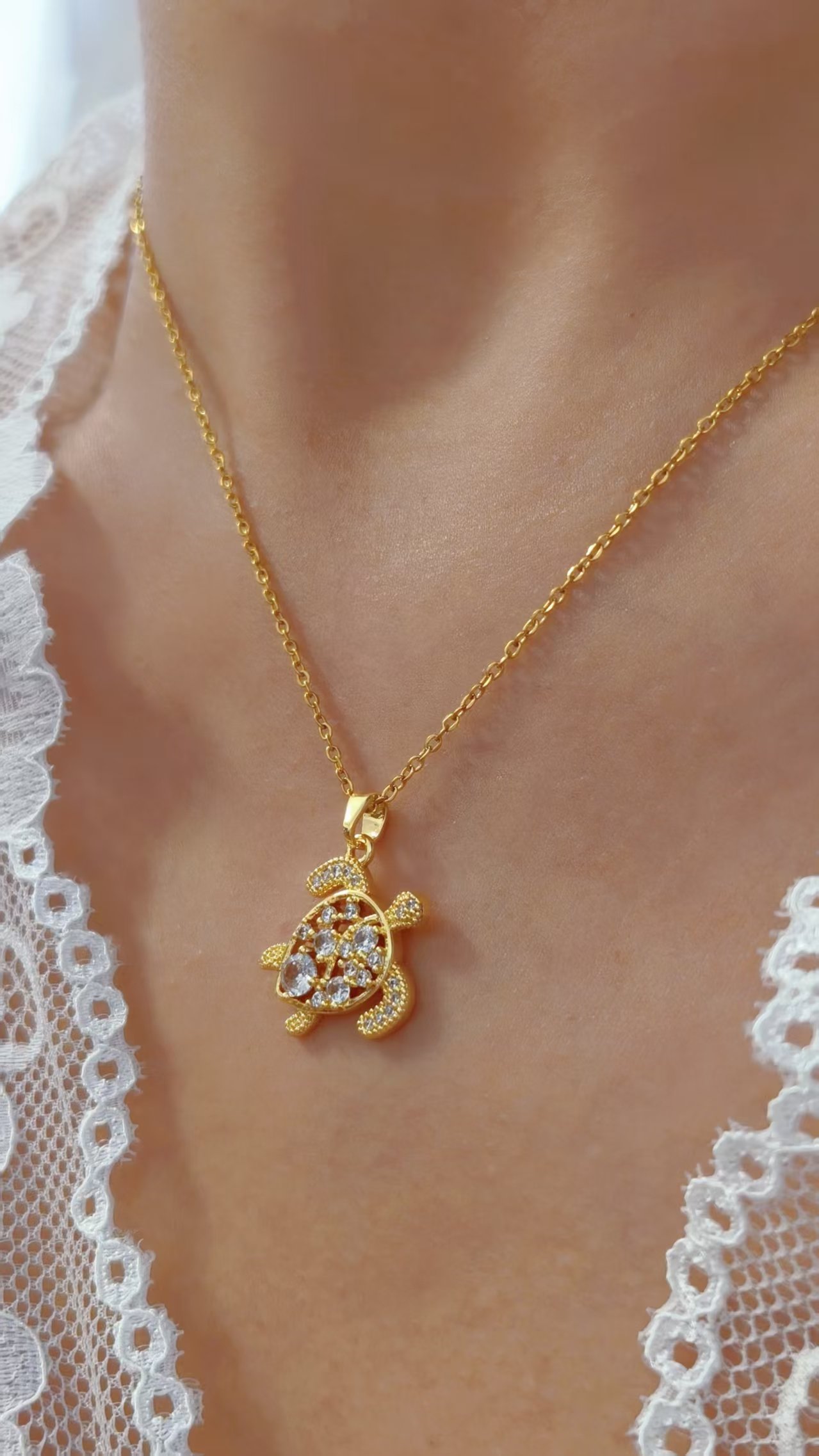 Crystal Sea Turtle Necklace - Image 3