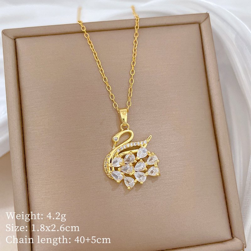 Crystal Swan Pendant Necklace - Image 2