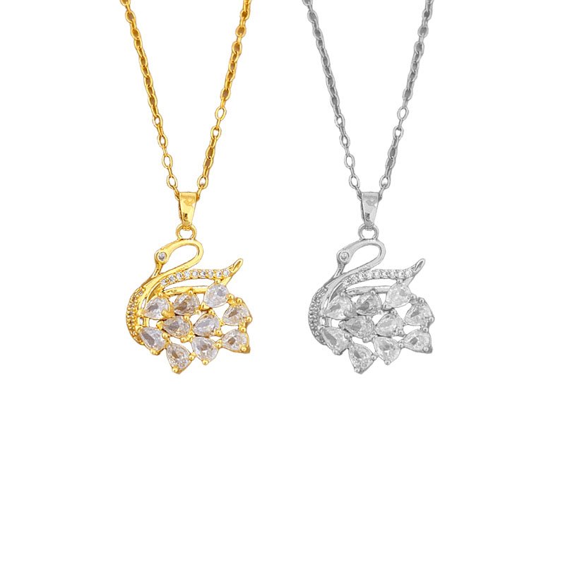 Crystal Swan Pendant Necklace