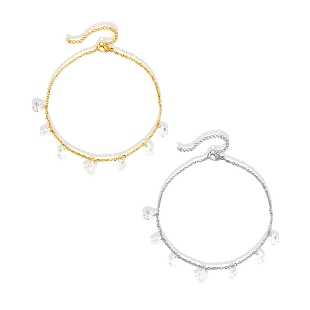 Dripping Diamonds Crystal Charm Anklet