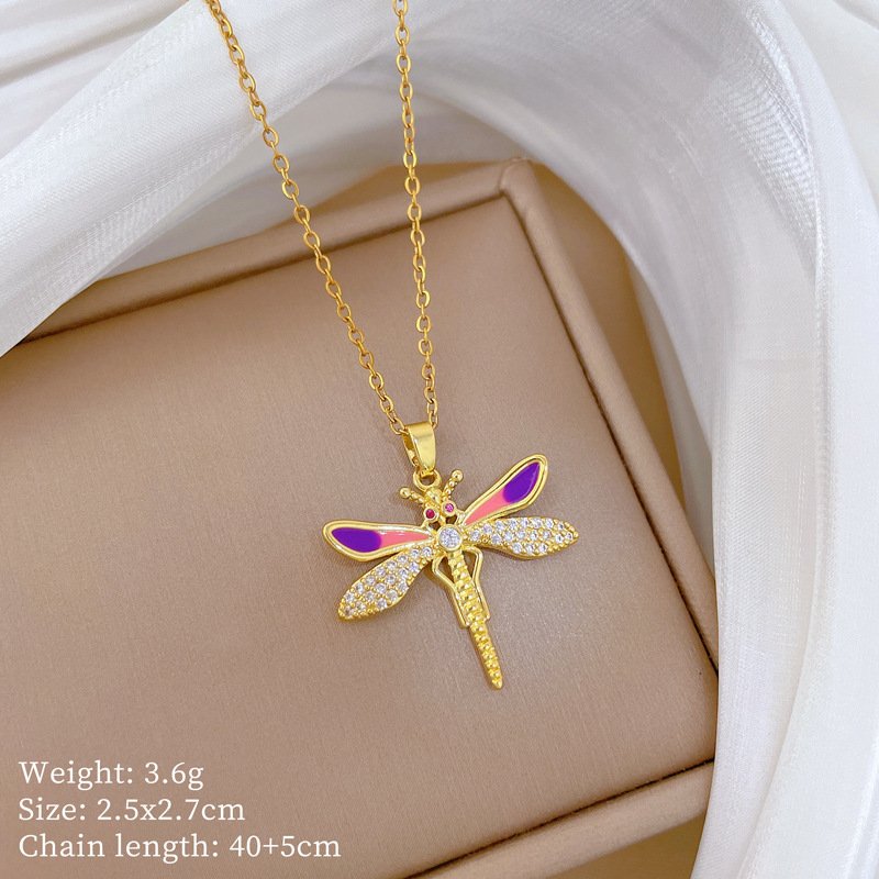 Enamel Dragonfly Charm Necklace - Image 2