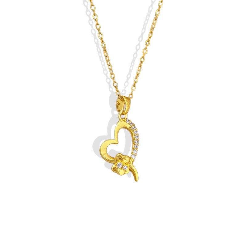 Flower Kissed Heart Necklace