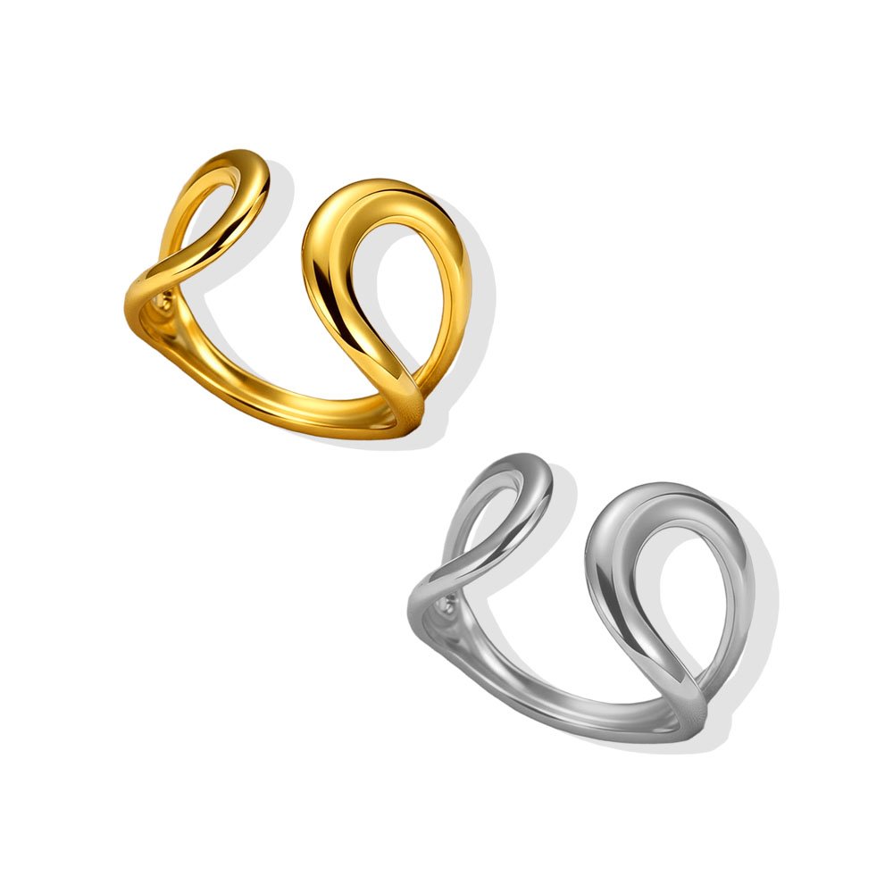 Fluid Loop Sculptural Open Ring