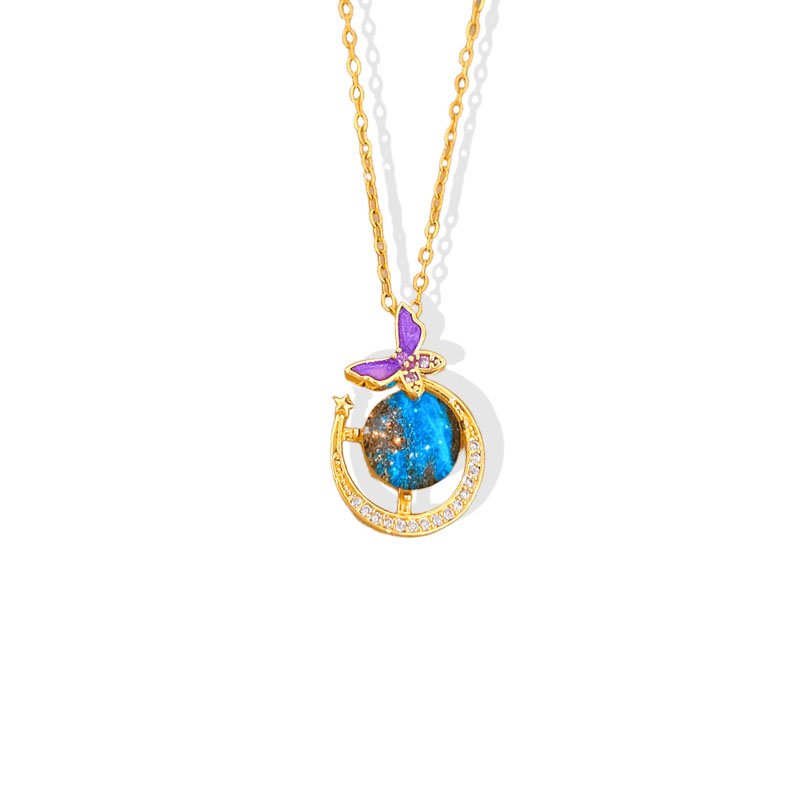 Galaxy Butterfly Moon Necklace