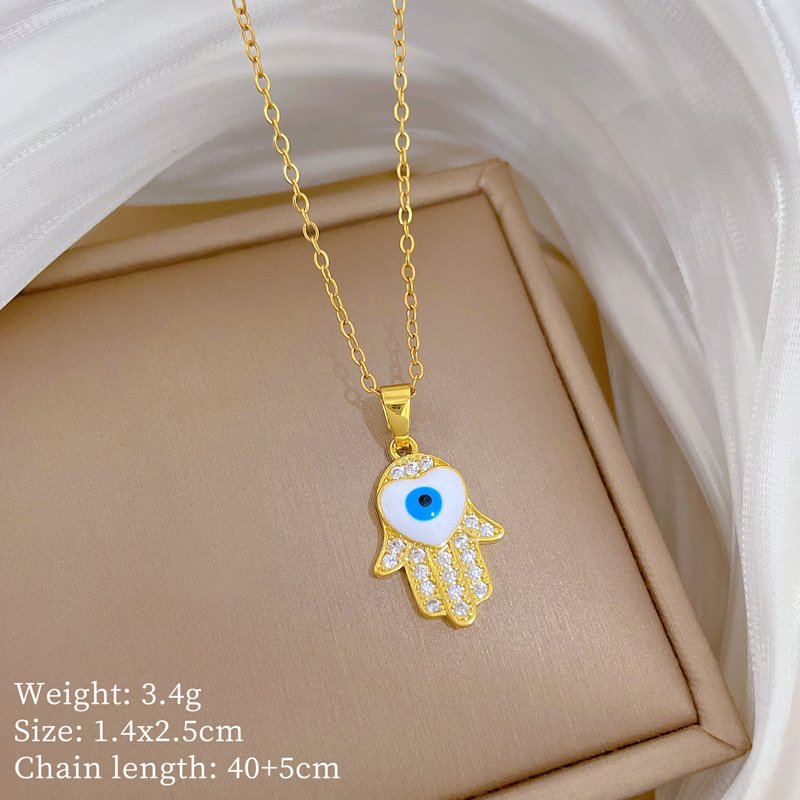 Guardian Hamsa Evil Eye Heart Necklace - Image 2