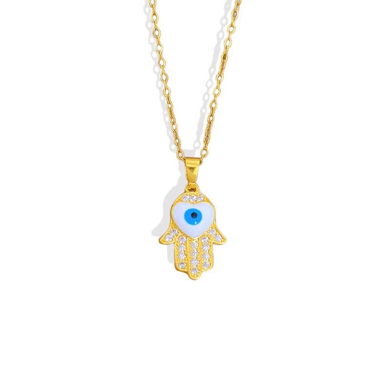 Guardian Hamsa Evil Eye Heart Necklace