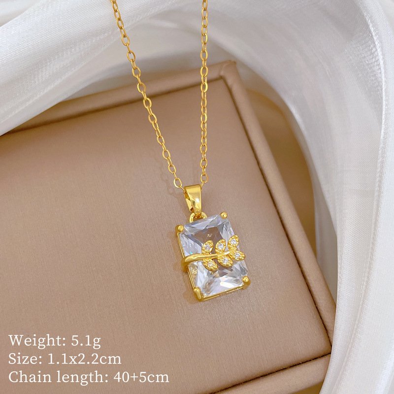 Ice Bloom Emerald-Cut Crystal Necklace