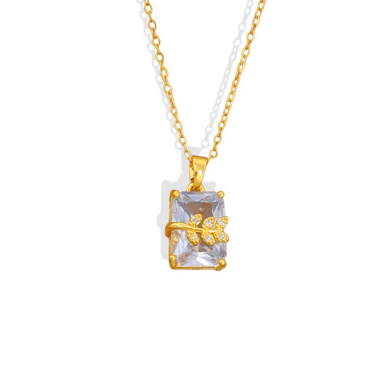 Ice Bloom Emerald-Cut Crystal Necklace