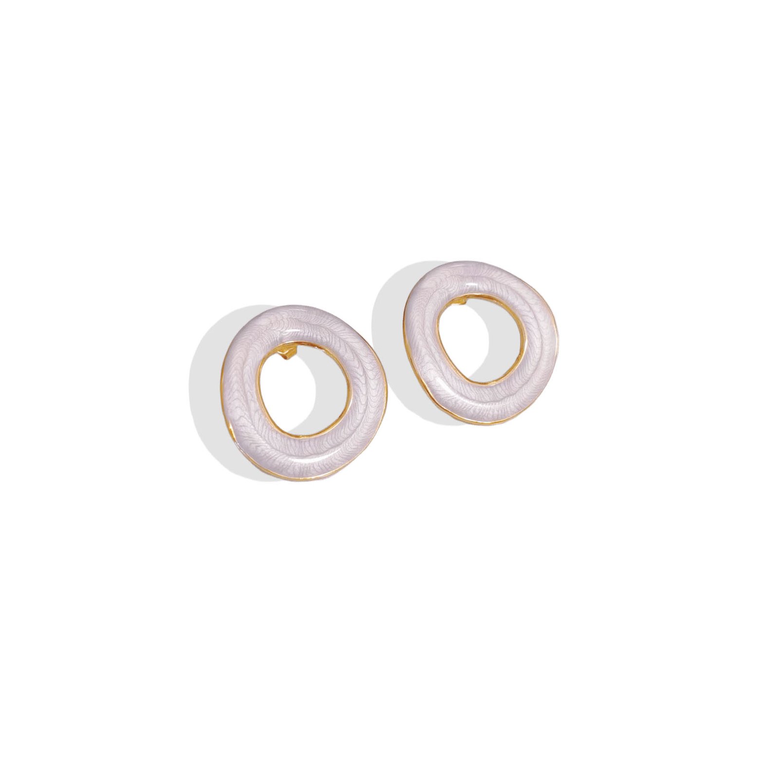 Ivory Halo Enamel Hoop Earrings