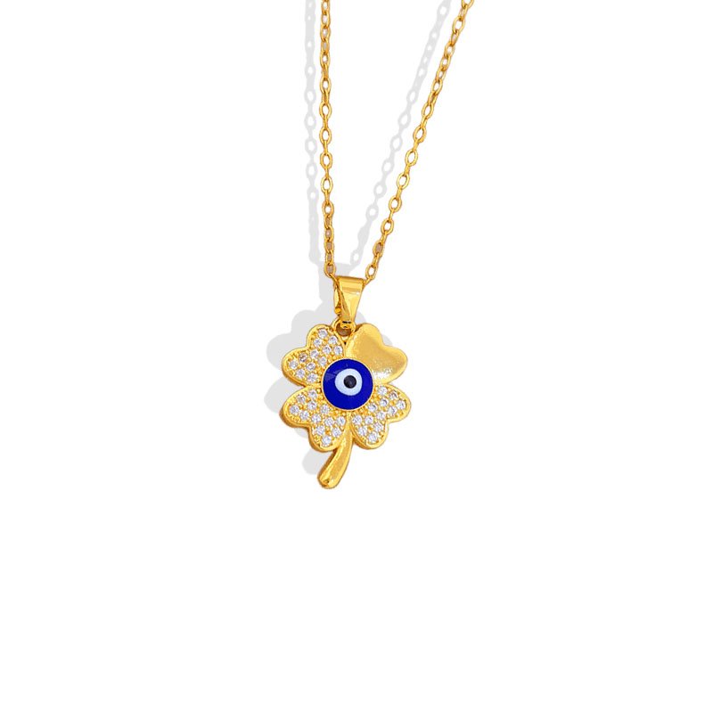 Lucky Clover Evil Eye Necklace