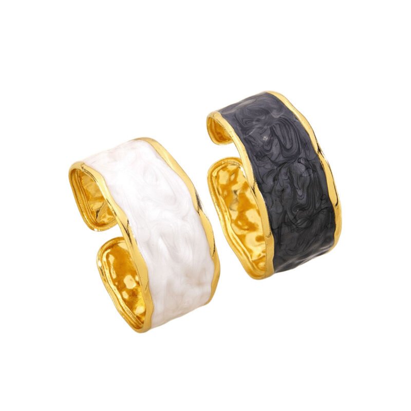 Marble Wave Enamel Cuff Ring