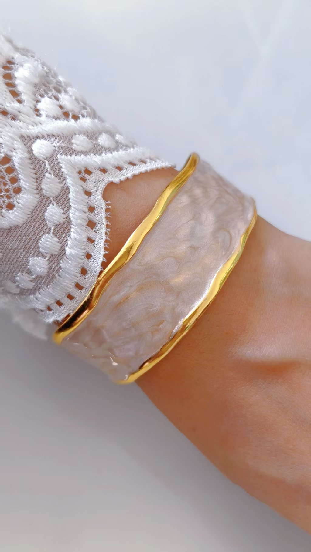 Marble Wave Enamel Cuff Ring - Image 5