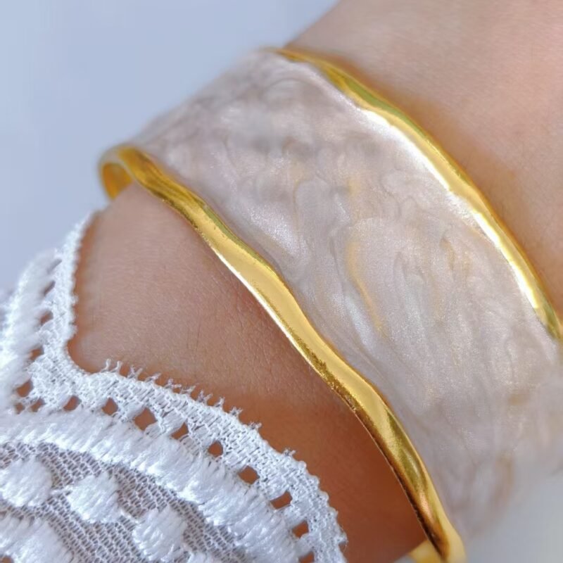 Marble Wave Enamel Cuff Ring