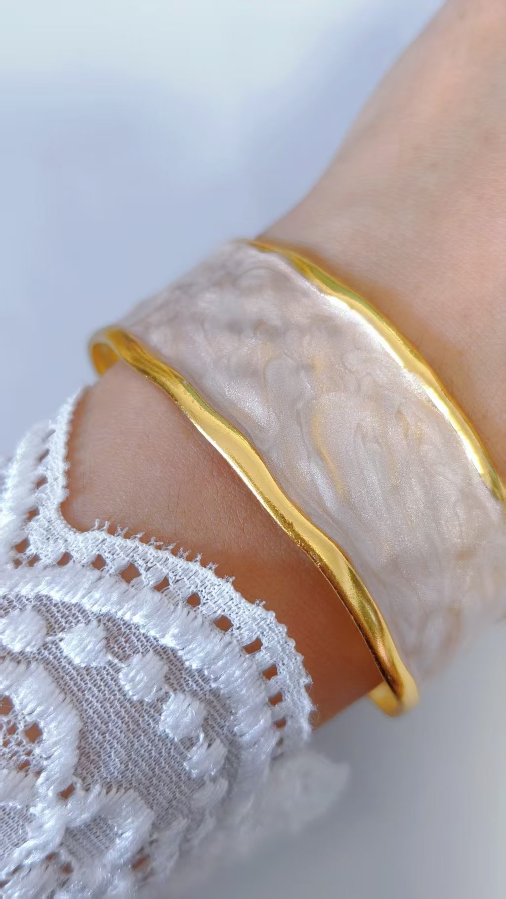 Marble Wave Enamel Cuff Ring - Image 2
