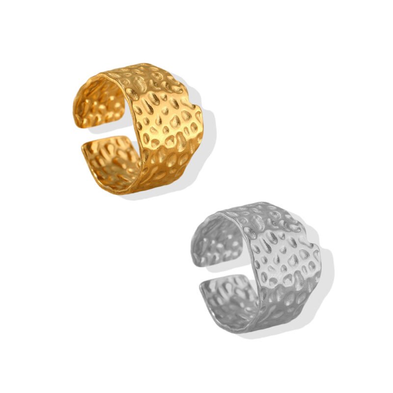 Molten Texture Hammered Wide Ring