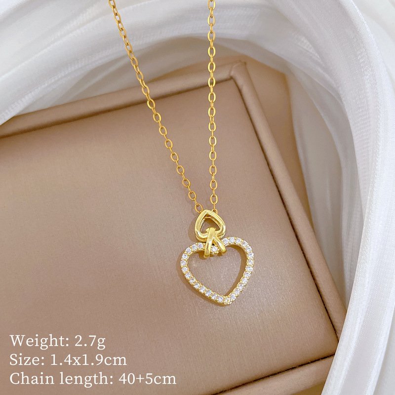Open Heart Outline Necklace - Image 2