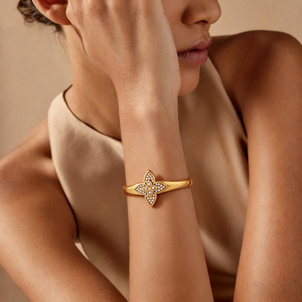 Pavé Clover Petal Bangle - Image 2
