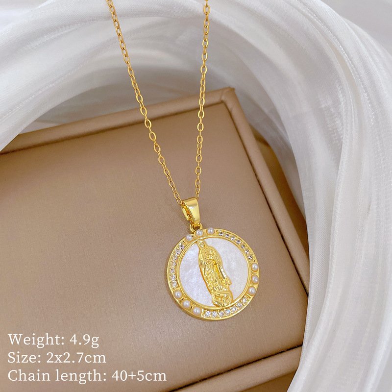 Pearl Halo Medallion Necklace - Image 2