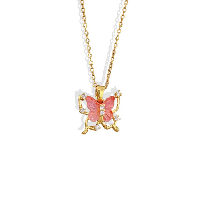 Pink Quartz Butterfly Necklace