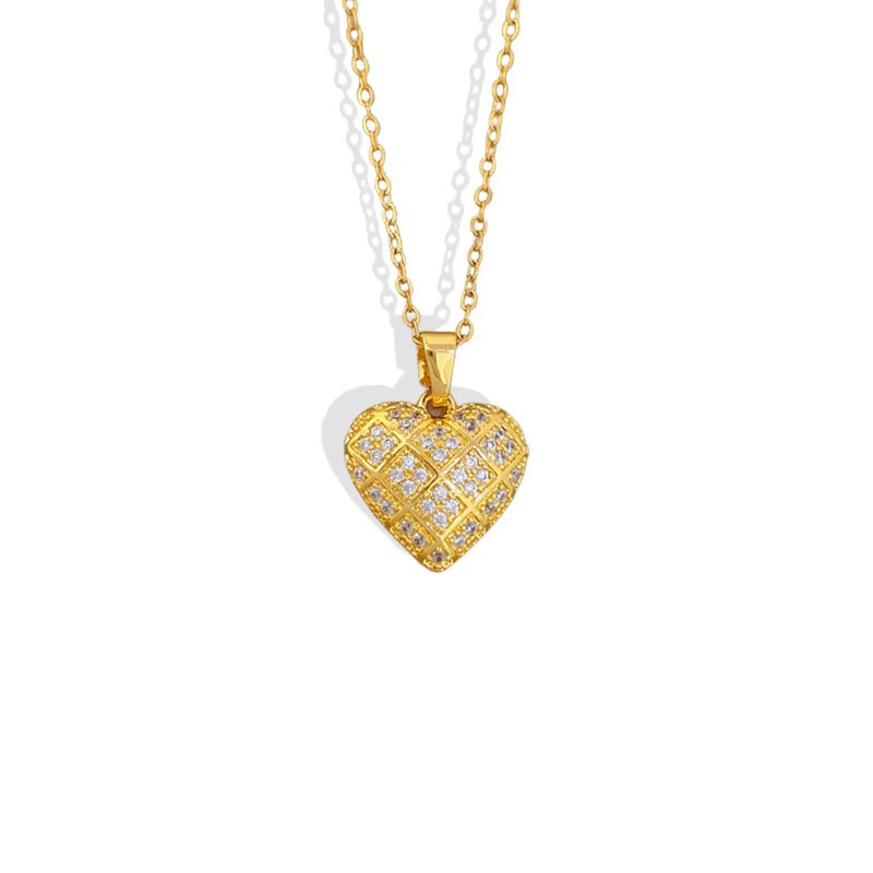 Quilted Heart Pavé Necklace