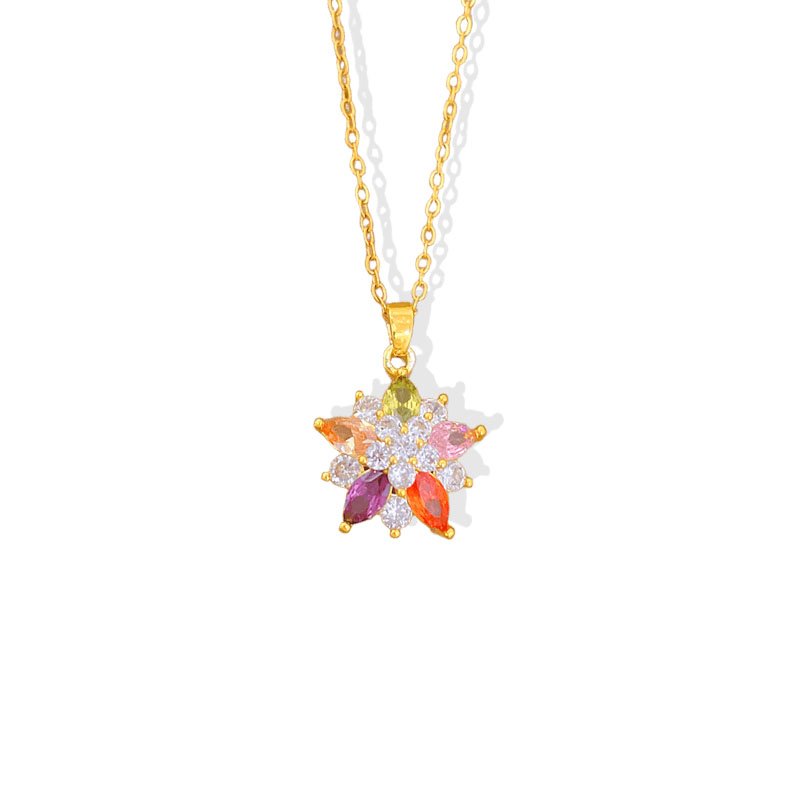 Rainbow Crystal Flower Necklace