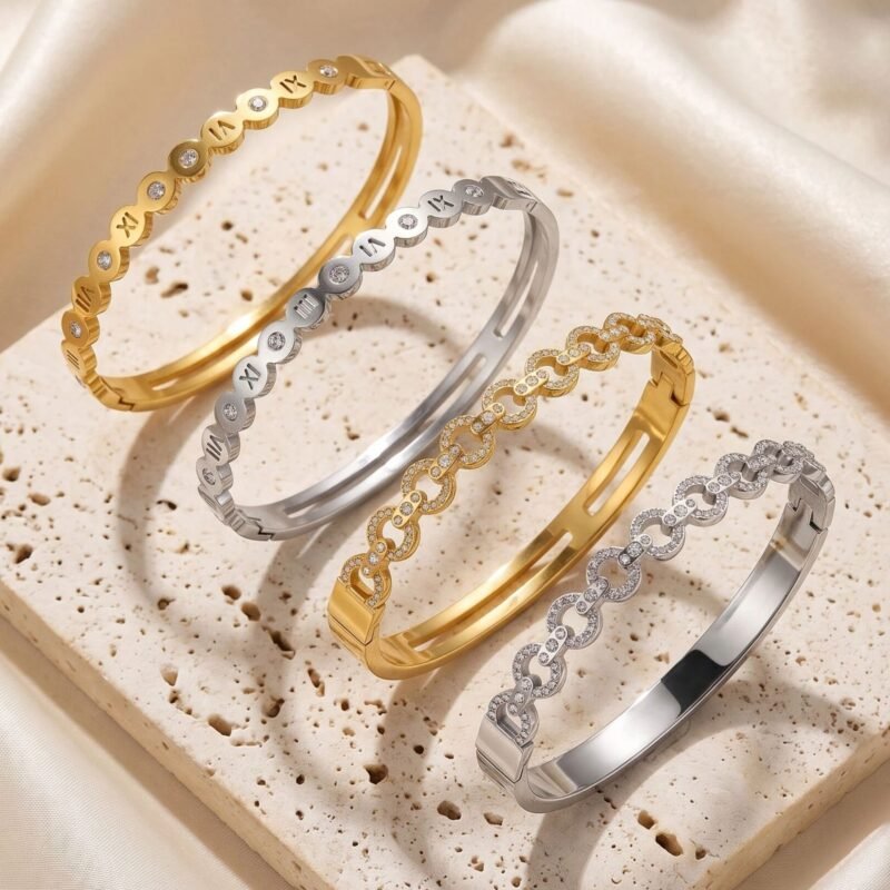 Roman Numeral Crystal Bangle