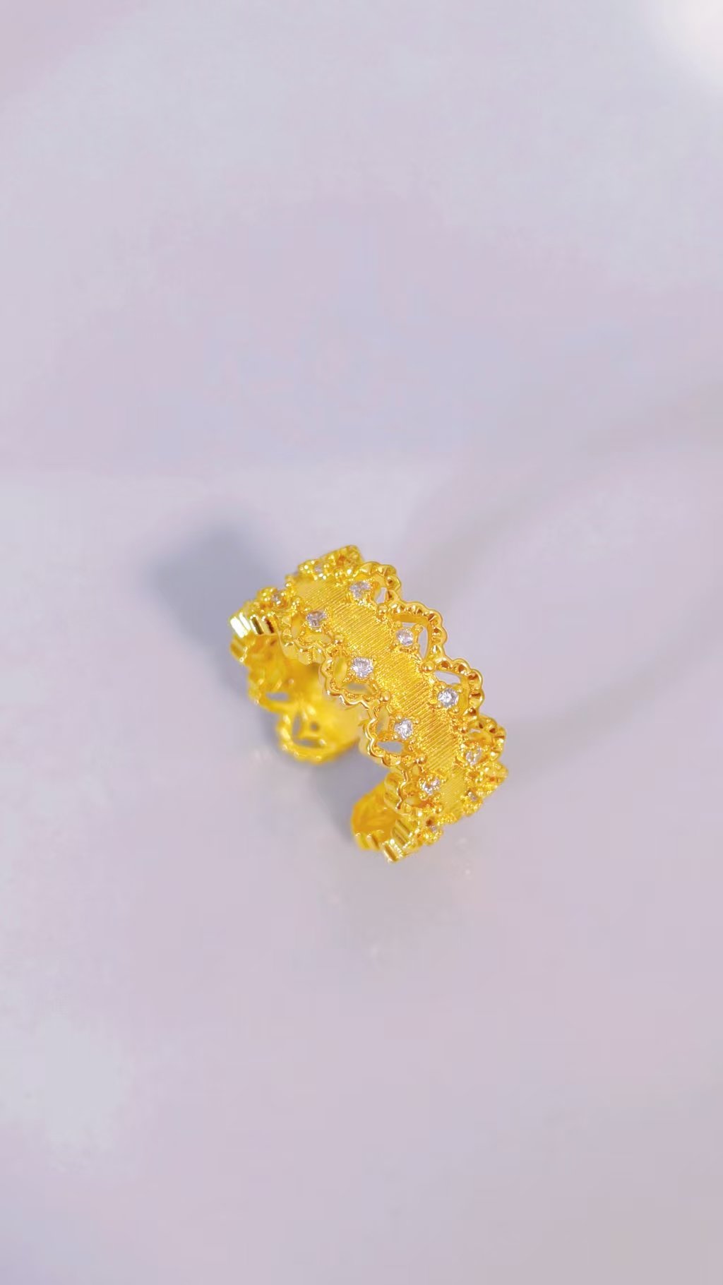 Royal Lace Zircon Scalloped Ring & Bracelet Set - Image 7