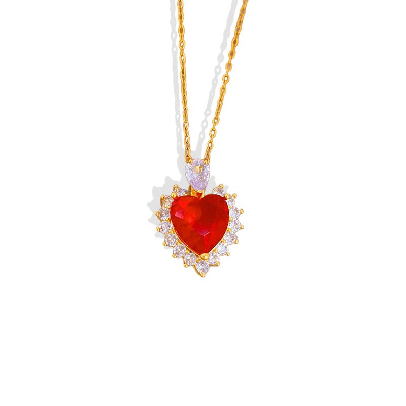 Ruby Sunburst Heart Necklace
