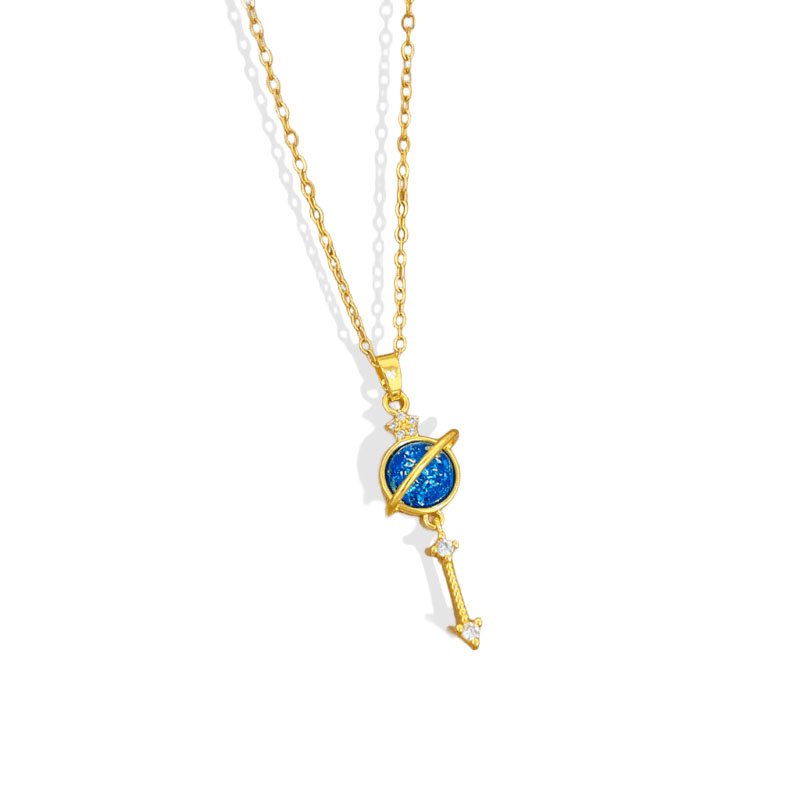 Saturn's Orbit Celestial Key Necklace