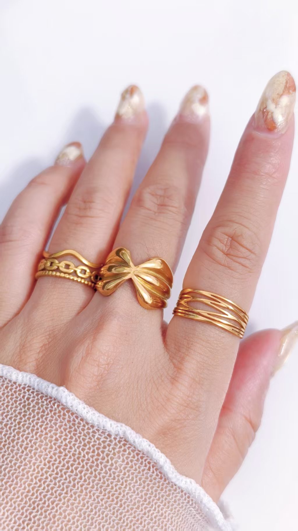 Silk Bow Draped Ribbon Ring - Image 3